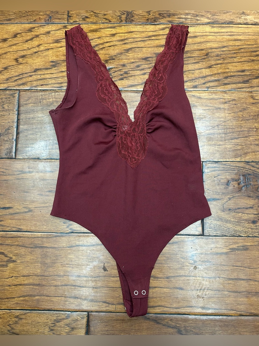 Intimately Free People boho romantic academia Lace-Trim Ribbed Bodysuit - Picture 3 of 7